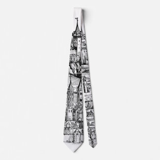 Würzburg Bavaria Cityscape Minimalist Line Art Neck Tie