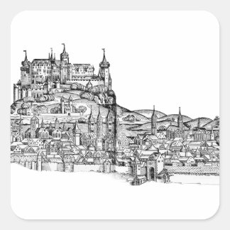 Würzburg Bavaria Cityscape Minimalist Line Art Square Sticker