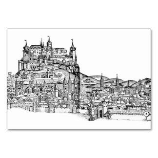 Würzburg Bavaria Cityscape Minimalist Line Art Table Number