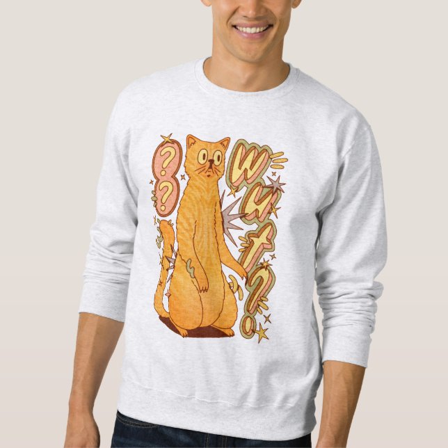 Wut? / An Orange Cat Illustration Sweatshirt (Front)