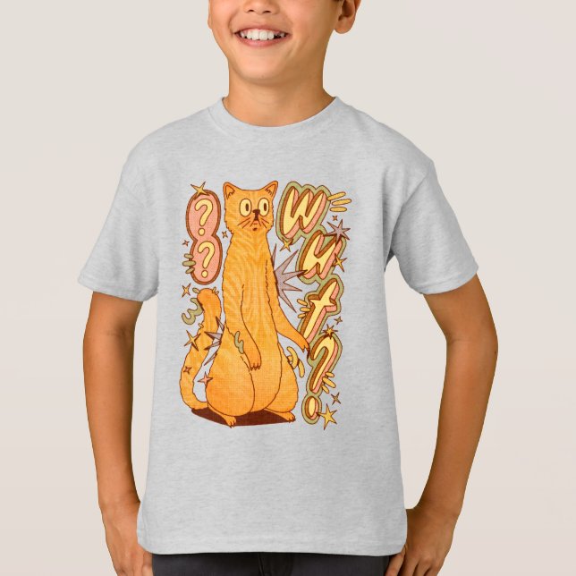 Wut? / An Orange Cat Illustration T-Shirt (Front)