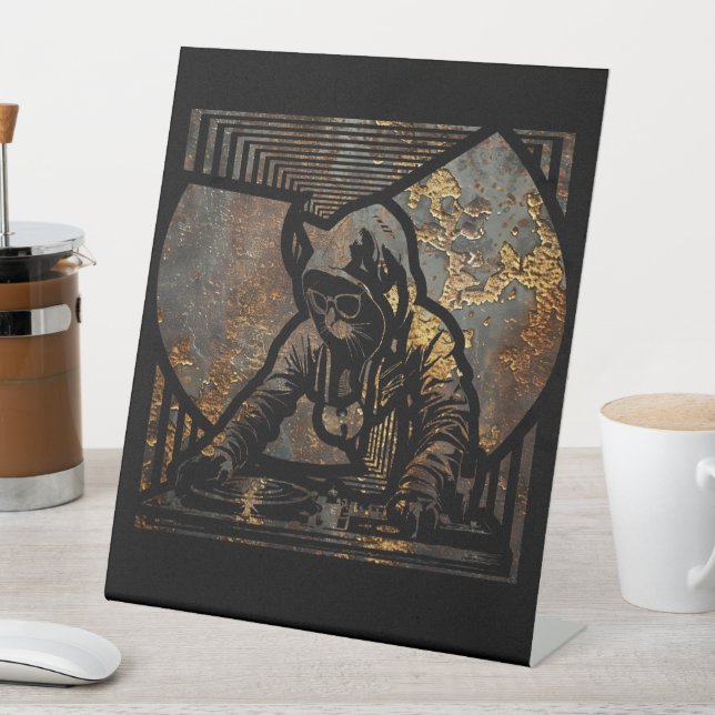 Wutang Cat DJ Style Pedestal Sign (In SItu)