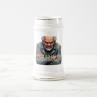 Wütender Alter Mann – Cartoon-Illustration Beer Stein
