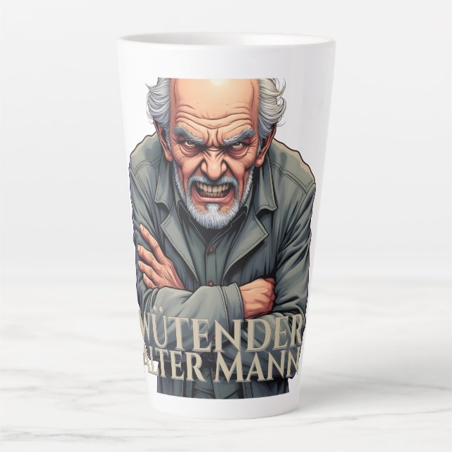 Wütender Alter Mann – Cartoon-Illustration Latte Mug (Front)