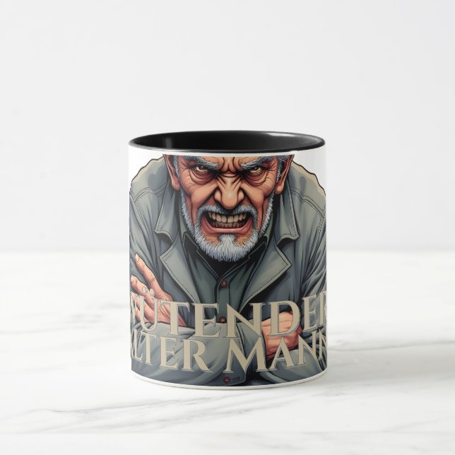 Wütender Alter Mann – Cartoon-Illustration Mug (Center)
