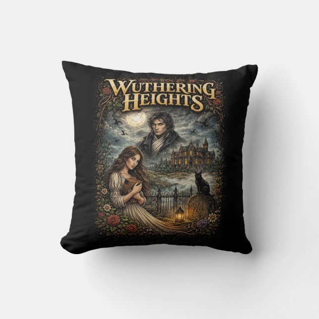 Wuthering Heights Throw Pillow (Front)
