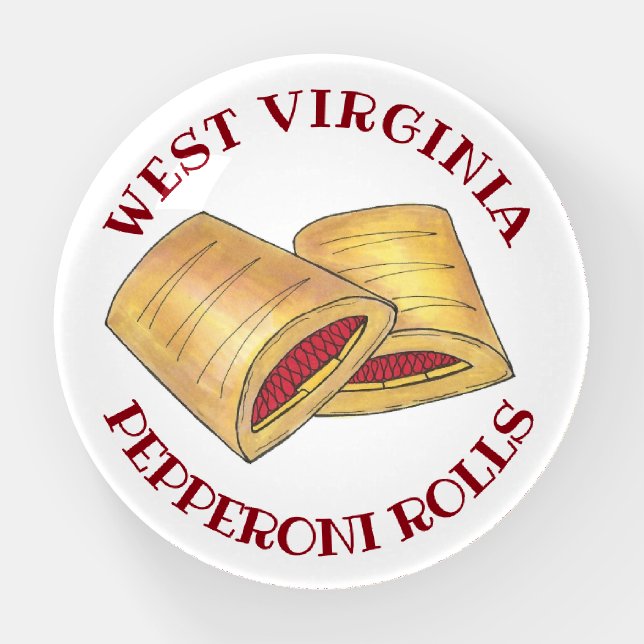 WV West Virginia Pepperoni Rolls Junk Food Paperweight (Front)