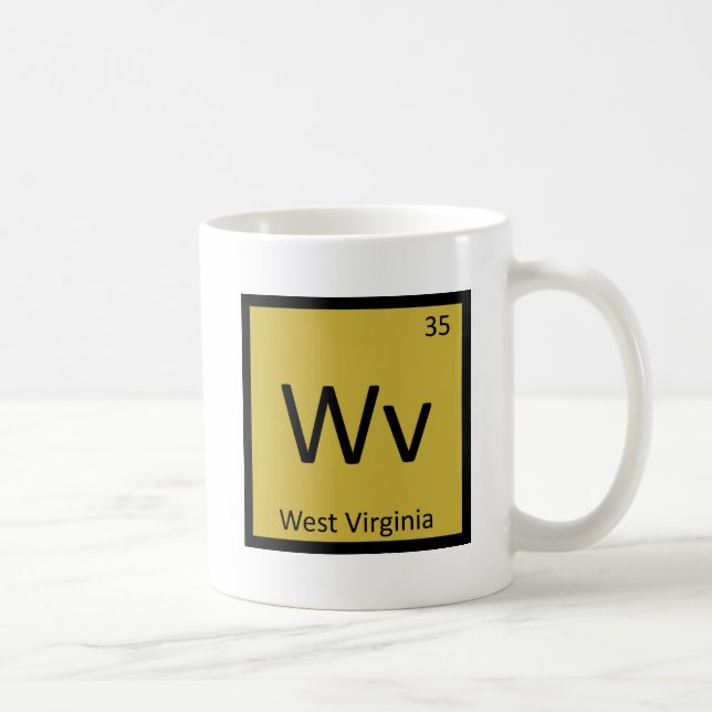 Wv - West Virginia State Chemistry Symbol Coffee Mug (Right)