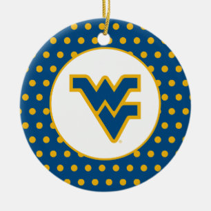 WVU Blue & Gold Ceramic Ornament