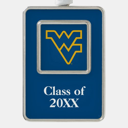 WVU Blue  Gold Silver Plated Framed Ornament