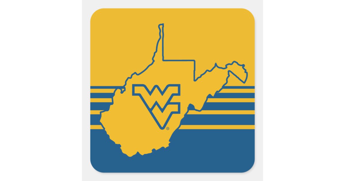 WVU in state of West Virginia Square Sticker | Zazzle