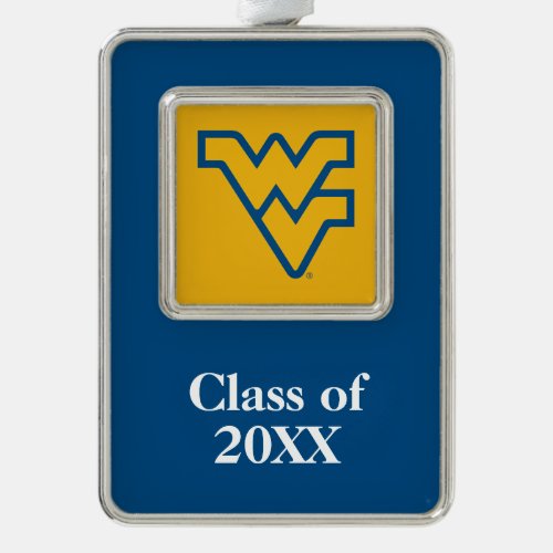 WVU Logo with Year Silver Plated Framed Ornament