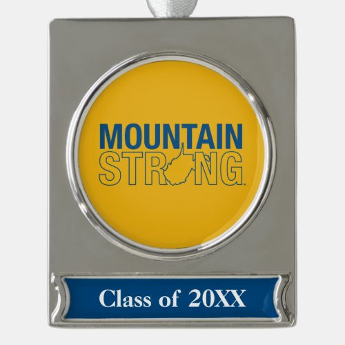 WVU Mountain Strong Silver Plated Banner Ornament