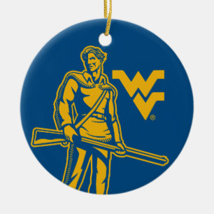 WVU Mountaineer Ceramic Ornament