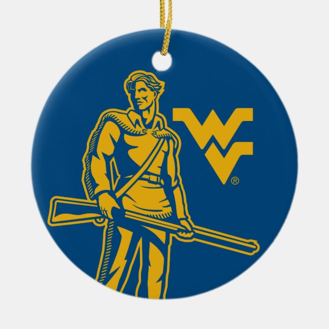 WVU Mountaineer Ceramic Ornament (Front)