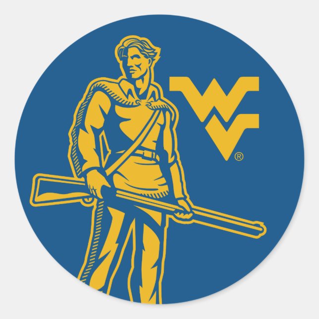 WVU Mountaineer Classic Round Sticker (Front)
