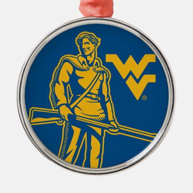 WVU Mountaineer Metal Ornament (Front)