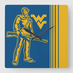 WVU Mountaineer Square Wall Clock