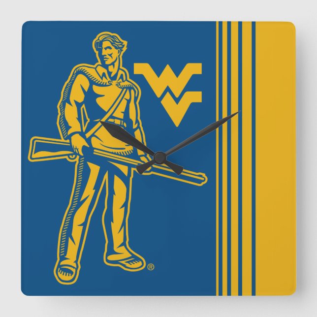 WVU Mountaineer Square Wall Clock (Front)