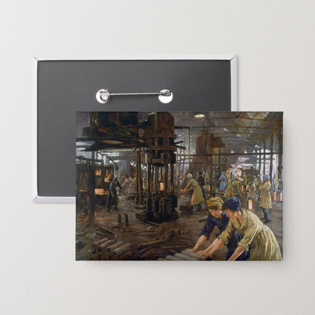 WW1 1918 Women Working at a Munitions a Factory  Button (Front/Back)