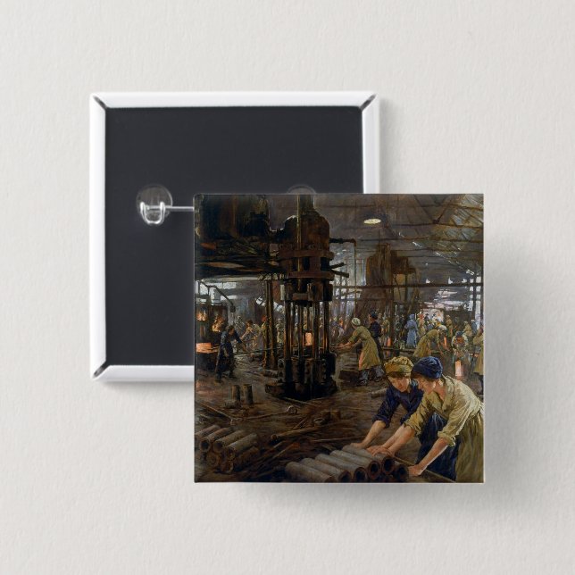 WW1 1918 Women Working at a Munitions a Factory  Button (Front & Back)