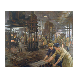 WW1 1918 Women Working at a Munitions a Factory Metal Print
