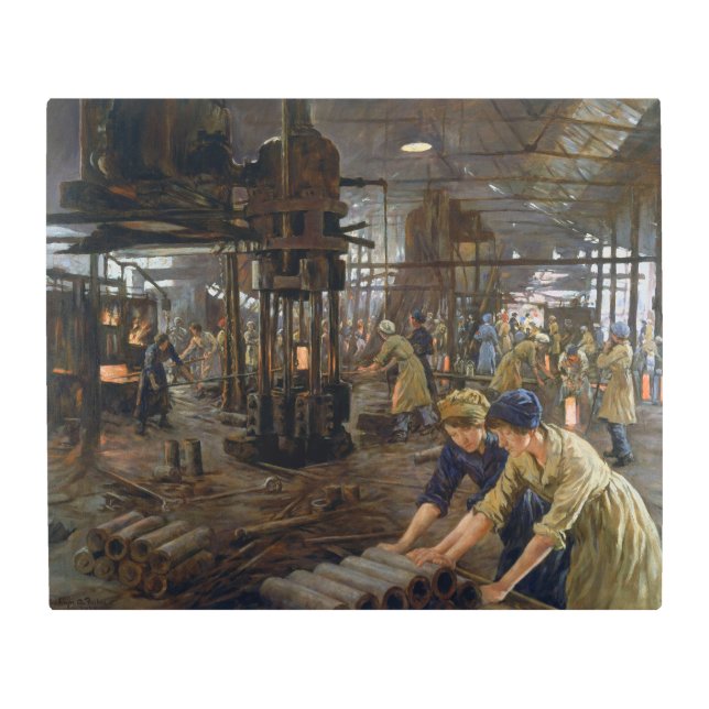 WW1 1918 Women Working at a Munitions a Factory  Metal Print (Front)