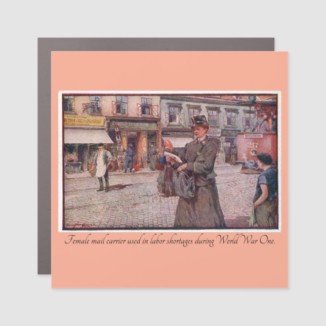 "WW1 Female Mail Carrier" Car Magnet (Front)
