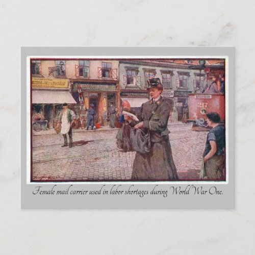 WW1 Female Mail Carrier Postcard