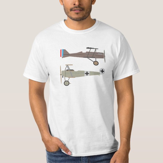 WW1 fighter aircrafts -  SE5 and Fokker Dr 1 T-Shirt (Front)