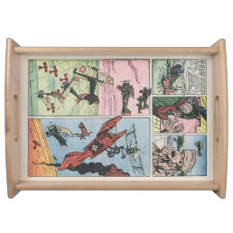 WW1 Fighter Plane Dogfight Vintage Comic Book Page Serving Tray