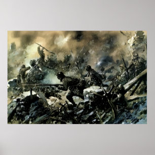 WW1 French Battle of Verdun battle scene Poster