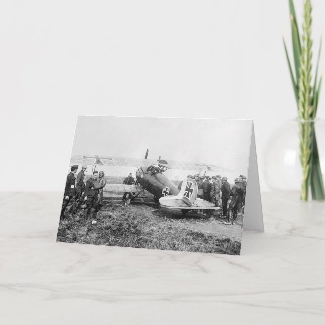 WW1 German Fighter Plane, 1910s Card (Front)