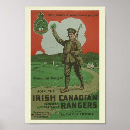 WW1 Irish Canadian Rangers Poster