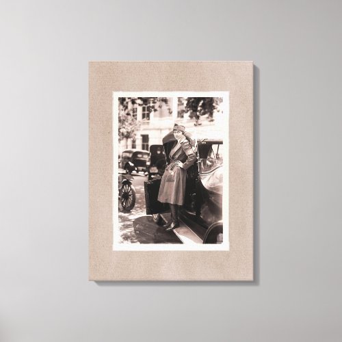 WW1 Red Cross Nurse with Vintage Car Canvas Print