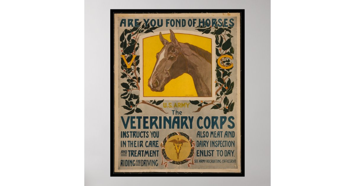 Veterinary Corps US Army World War I Vintage Art Print POSTER