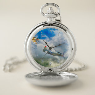 WW2 Aircraft AIR FORCE RAIDERS Pocket Watch