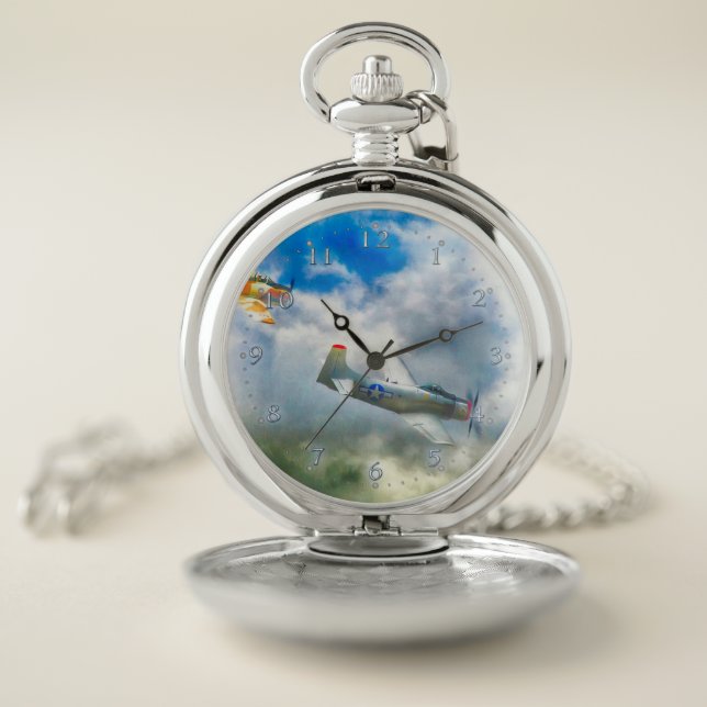 WW2 Aircraft AIR FORCE RAIDERS Pocket Watch (Inside)