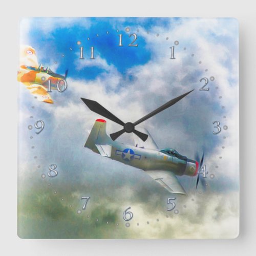 WW2 Aircraft AIR FORCE RAIDERS Square Wall Clock