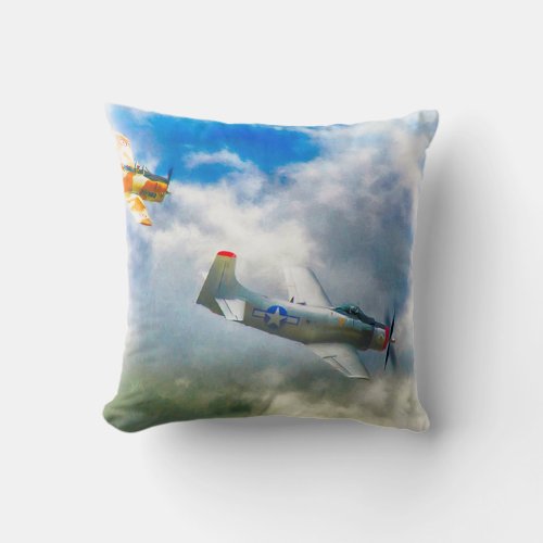 WW2 Aircraft AIR FORCE RAIDERS Throw Pillow
