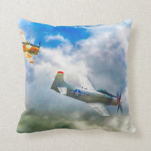 WW2 Aircraft AIR FORCE RAIDERS Throw Pillow