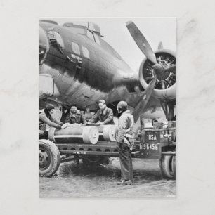 WW2 Airplane and Crew: 1940s Postcard