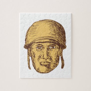 WW2 American Soldier Head Drawing Jigsaw Puzzle WW2 American Soldier Head Drawing Jigsaw Puzzle