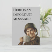 WW2 Army Guy Fab Funny Birthday  Invitation (Standing Front)