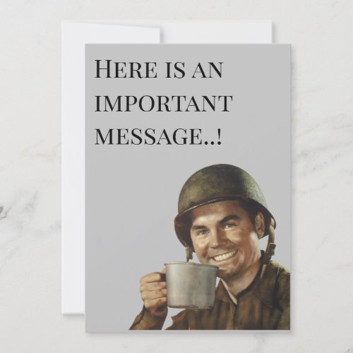 WW2 Army Guy Fab Funny Birthday  Invitation