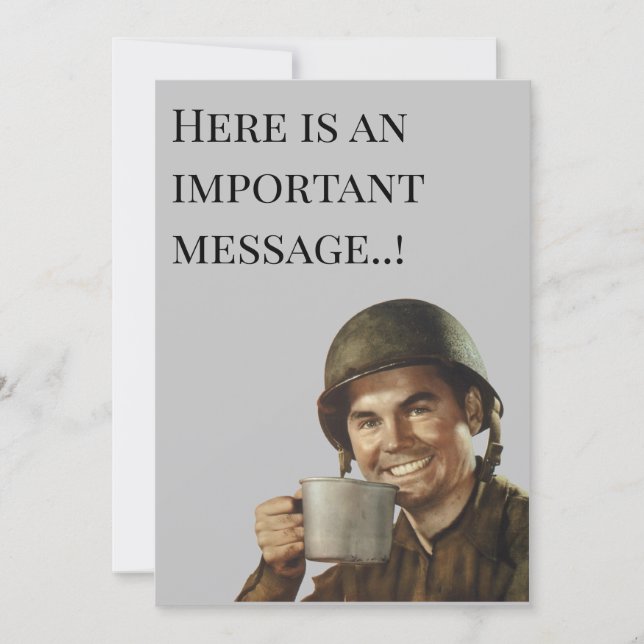 WW2 Army Guy Fab Funny Birthday  Invitation (Front)