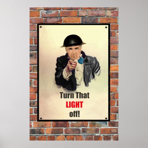 WW2 ARP Turn That Light Off Poster Print