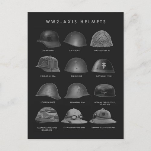 WW2 _ Axis Helmets  Postcard