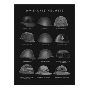 WW2 - Axis Helmets Poster