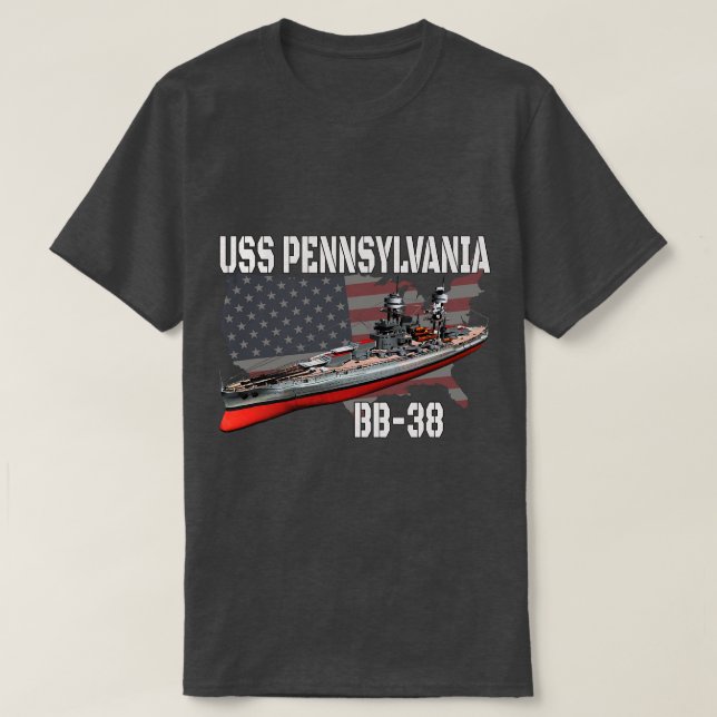 WW2 Battleship USS Pennsylvania BB38 Warship Veter T-Shirt (Design Front)